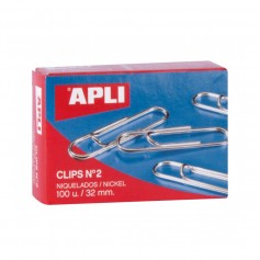 Apli Pack de 100 Clips Niquelados nº2 32 mm