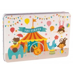 Apli Kids Puzle Tematica Circo - 24 Piezas de 8x8 cm - Caja Metalica Rectangular - Diseño Exclusivo de Lily Lane - Facil Manejo 
