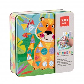 Apli Kids Juego de Gomets Modelo Tigre - 16 Laminas para Rellenar - 10 Hojas de Gomets Removibles de Formas Geometricas - Alto V