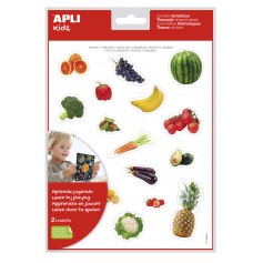 Apli Gomets Tematicos Realistas Alimentos del Huerto - 36 Gomets en 2 Hojas - Imagenes Realistas para Relacionar Alimentos - Adh