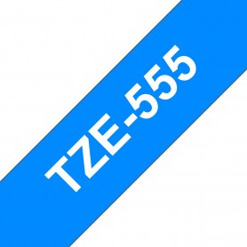 Brother TZe555 Cinta Laminada Generica de Etiquetas - Texto blanco sobre fondo azul - Ancho 24mm x 8 metros