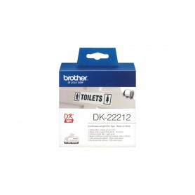 Brother DK22212 - Etiquetas Originales de Tamaño personalizado - Ancho 62mm x 15,24 metros - Texto negro sobre fondo blanco