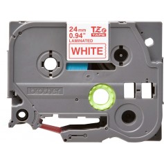 Brother TZe252 Cinta Laminada Original de Etiquetas - Texto rojo sobre fondo blanco - Ancho 24mm x 8 metros