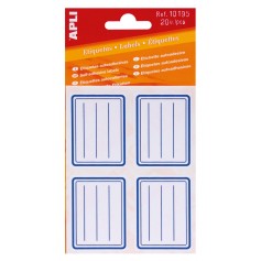 Apli Etiquetas Adhesivas Escolares Basicas - Tamaño 50x38mm - Ribete Azul - Adhesivo Permanente - Ideal para Marcar e Identifica