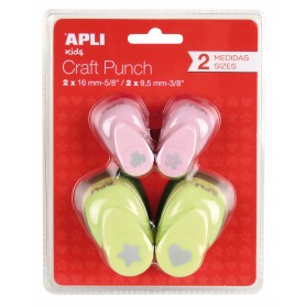 Apli Pack de 4 Perforadoras de Papel con Formas Variadas - Estrella (16mm), Corazon (16mm), Trebol (9.5mm) y Flor (9.5mm) - Alta