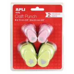 Apli Pack de 4 Perforadoras de Papel con Formas Variadas - Estrella (16mm), Corazon (16mm), Trebol (9.5mm) y Flor (9.5mm) - Alta