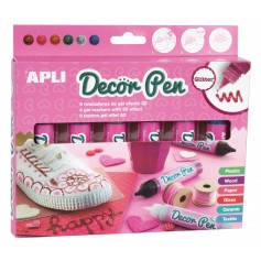 Apli Rotuladores de Gel 3D con Acabado Purpurina - 25ml por Unidad - Surtido de 6 Colores - Personaliza Regalos, Objetos, Tarjet