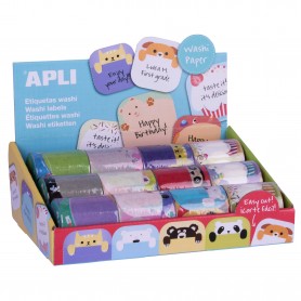 Apli Expositor de Etiquetas Washitape - 36 Etiquetas por Rollo - Faciles de Pegar y Despegar - 4 Modelos Disponibles - 12 Unidad