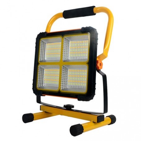Elbat Foco Solar LED 80W 650lm - Panel Solar Integrado 6V, 3W - Bateria 3.2V, 10000mAh - Angulo Iluminacion 360º - Soporte Plega