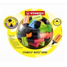 Stabilo Boss Mini Expositor con 50 Marcadores Fluorescentes - Trazo entre 2 y 5mm - Tinta con Base de Agua - Antisecado - Colore