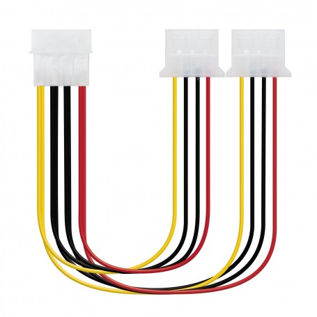Nanocable Cable Alimentacion Molex 4pin Macho a 2x Molex 4pin Hembra OEM 0.30m