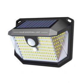 Elbat Aplique Solar LED 150lm con 3 Caras de Iluminacion - Sensor de Movimiento - Panel Solar Integrado 5.5V, 0.33W - Bateria 3.