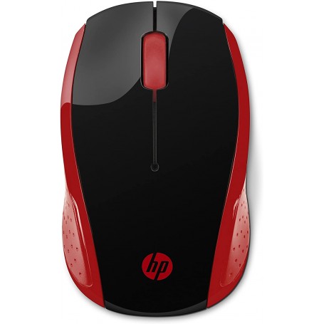 HP 200 Raton Inalambrico USB 1000dpi - 3 Botones - Uso Ambidiestro - Color Negro/Rojo