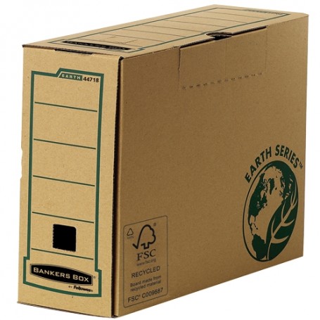 Fellowes Bankers Box Earth Caja de Archivo Definitivo Folio 100mm - Montaje Manual - Carton Reciclado Certificacion FSC - Color 