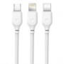 XO Cable de Carga Rapida 3 en 1 - Micro, Tipo C y Lightning a USB - 1m - Color Blanco