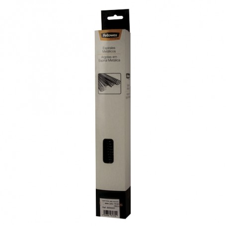 Fellowes Pack de 100 Espirales Metalicas 14mm - Hasta 100 Paginas - Color Negro