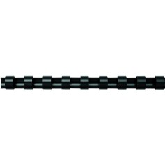 Fellowes Pack de 25 Canutillos de Plastico 6mm - Hasta 20 Hojas - Facil de Utilizar y Flexible - Alta Calidad - Color Negro