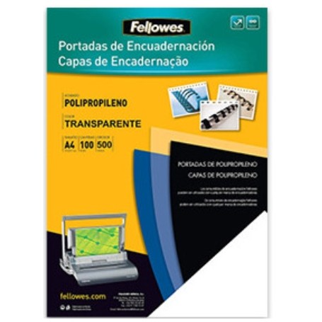 Fellowes Pack de 100 Portadas de Polipropileno A4 - 500 Micras - Acabado de Calidad - Color Transparente