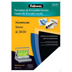 Fellowes Pack de 100 Portadas de Polipropileno A4 - 500 Micras - Acabado de Calidad - Color Negro