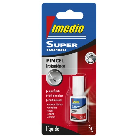 Imedio Super Rapido Pegamento Instantaneo Bote con Pincel de 5gr - Transparente - Multimaterial