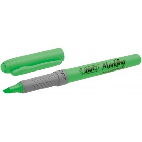 Bic Highlighter Grip Marcador Fluorescente - Tinta con Base de Agua - Punta Biselada - Trazo entre 1.60 y 3.30 mm - Color Verde