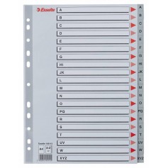Esselte Abecedarios de Plastico con Caratula Indice A4 - PP - Tipo A-Z - Cartulina Indice: Carton Gris - Material PP - Tamaño A4
