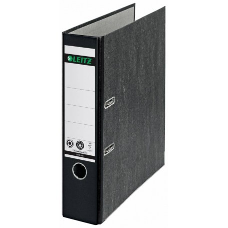 Leitz Archivador Palanca Leitz 180° Clasico Jaspeado - A4, 50mm - Mecanismo 180° - Negro Clima Compensado - Certificacion Blue A