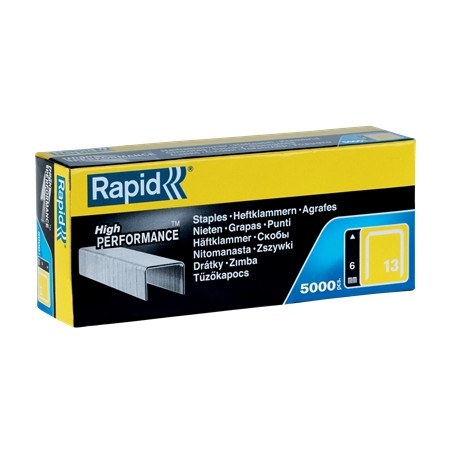Rapid Caja de 5000 Grapas Nº13 - Alambre Duro de Alto Rendimiento - Patilla de 6mm