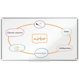 Nobo Premium Plus Pizarra Magnetica de Acero Lacado Panoramica 1220x690mm - Montaje en Esquina - Blanco