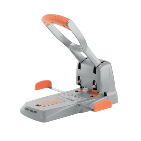 Rapid HDC150 Taladro Perforador para Gruesos - Hasta 150 Hojas - 2 Orificios - Punzones 6mm - Color Plata/Naranja