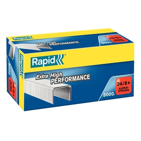 Rapid Super Strong Caja de 5000 Grapas 24/8+ - Hasta 50 Hojas - Alambre Galvanizado Superreforzado - Patilla de 8,5mm