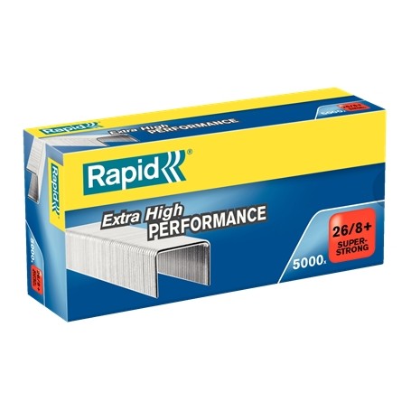 Rapid Super Strong Caja de 5000 Grapas 26/8+ - Hasta 50 Hojas - Alambre Galvanizado Superreforzado - Patilla de 8,5mm