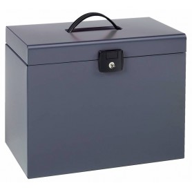 Esselte Maletin Home-Box A4 Metalico - 5 Carpetas - Asa y Cerradura con Llave - Color Gris Antracita