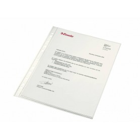 Esselte Funda Porta Documentos A4 - PP - Calidad Luxe Cristal Liso Extra - Multitaladro-11 - Caja 100 - Transparente