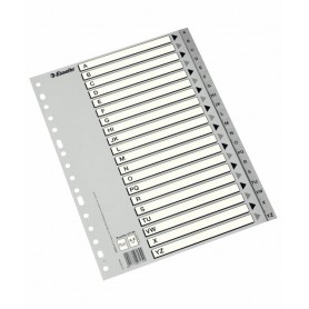Esselte Abecedarios de Plastico con Caratula Indice Folio - PP - Tipo A-Z - Cartulina Indice: Carton Blanco y Negro - Gris Tipo 