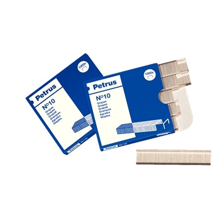 Petrus Caja de 1000 Grapas Nº10 Galvanizadas - Hasta 10 Hojas - Patilla de 4mm