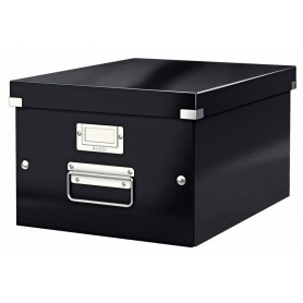 Leitz Caja Almacenaje Mediana Click & Store Wow - Montaje Rapido y Sencillo - Asas de Metal - Carton Negro - Efecto Wow