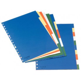 Esselte Separadores Plastico A4 5 Pestañas 5 Colores Cartulina Indice Blanco Negro - Material PP - Tamaño A4 - Multitaladro - 5 