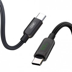 XO Cable Trenzado USB-C Macho a USB-C Macho 60W con Display LED - Carga + Transmision de Datos Alta Velocidad - Longitud 1m