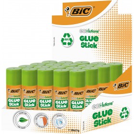 Bic ECOlutions Glue Stick Expositor de 20 Barras de Pegamento 21g - Ideal para Papel y Carton - Lavable