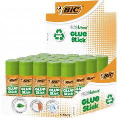 Bic ECOlutions Glue Stick Expositor de 20 Barras de Pegamento 21g - Ideal para Papel y Carton - Lavable