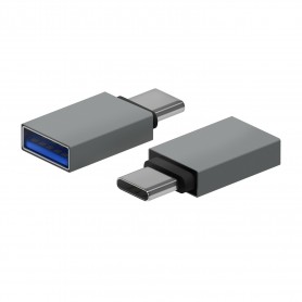 Aisens Mini Adaptador Aluminio USB 3.2 GEN1 3A - Tipo USB-C/M-A/H - Color Gris