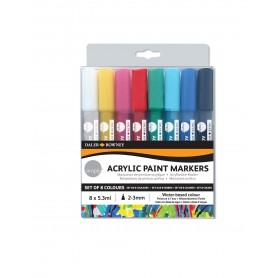Daler Rowney Simply Pack de 8 Rotuladores Acrilicos - Secado Rapido - Base de Agua - Colores Surtidos