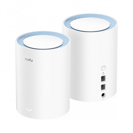 Cudy M1200 Pack de 2 Sistemas WiFi Mesh AC1200 Dual Band - 867Mbps en 5GHz, 300Mbps en 2,4GHz - 1x Puerto LAN 10/100Mbps, 1x Pue
