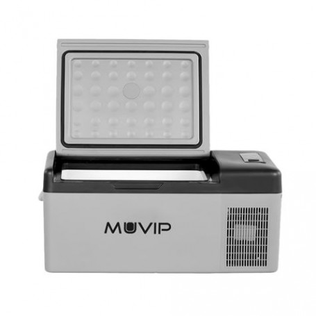 Muvip Nevera Portatil de Compresor 15L - Luz LED - Proteccion Bateria - Temperatura -20º/+20º - Conexion 12/24/220V - Consumo 45