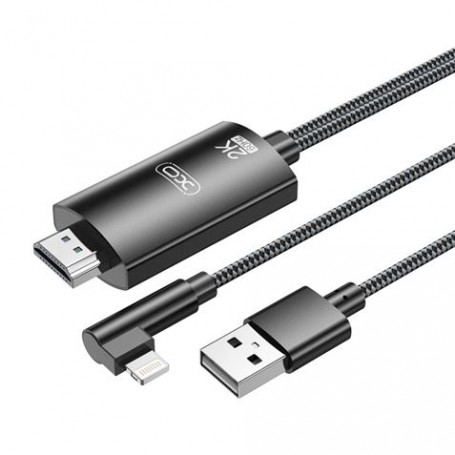 XO Adaptador de Cable Lightning A Hdmi - Longitud de 1.8m - Soporte de Resolucion 2K(60Hz)/1080P - Intercambio de Datos y Audio 