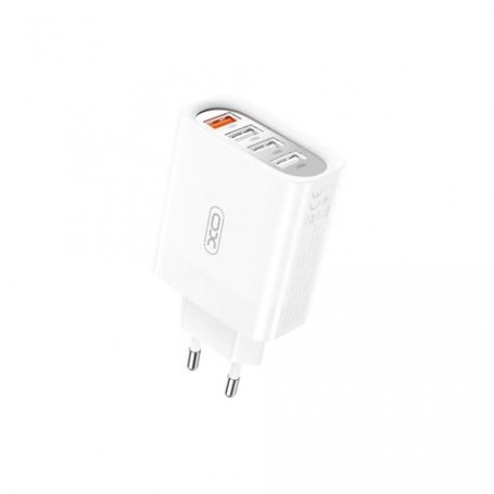 XO Cargador USB de 4 Puertos - Potencia Total de 18W - Salida Simultanea de 2 o 3 Puertos - Proteccion Inteligente - Peso de 62g