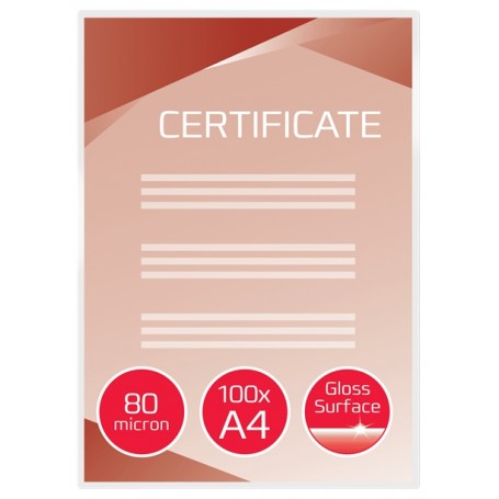 GBC Pack de 100 Carteras Plastificacion A4 con Brillo - Alta Calidad - Larga Duracion - 80 Micras - Transparente