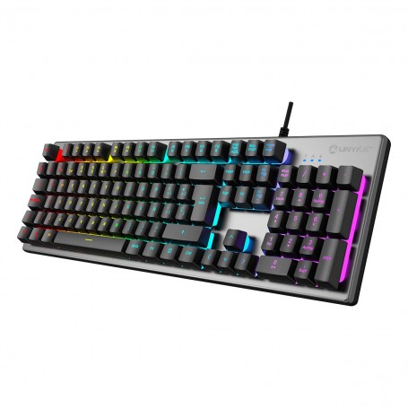Unykach Nova K244 Teclado Gaming Multimedia 105 Teclas USB - Iluminacion FRGB - Antighosting - Cable de 1.60m - Color Gris