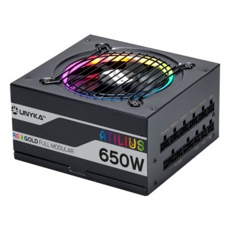 Unykach Atilius RGB Black 650W Fuente de Alimentacion 650W ATX 2.31 - Iluminacion RGB - Full Modular - PFC Activo - Ventilador 1